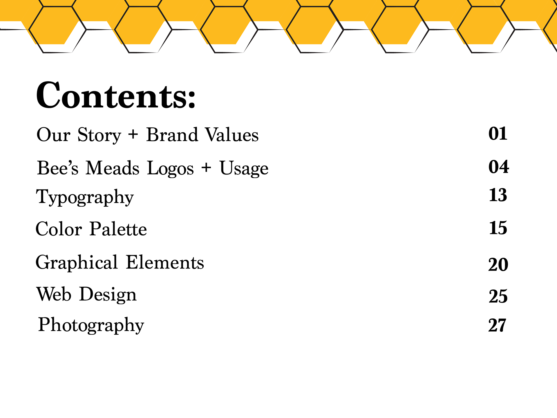 table of contents