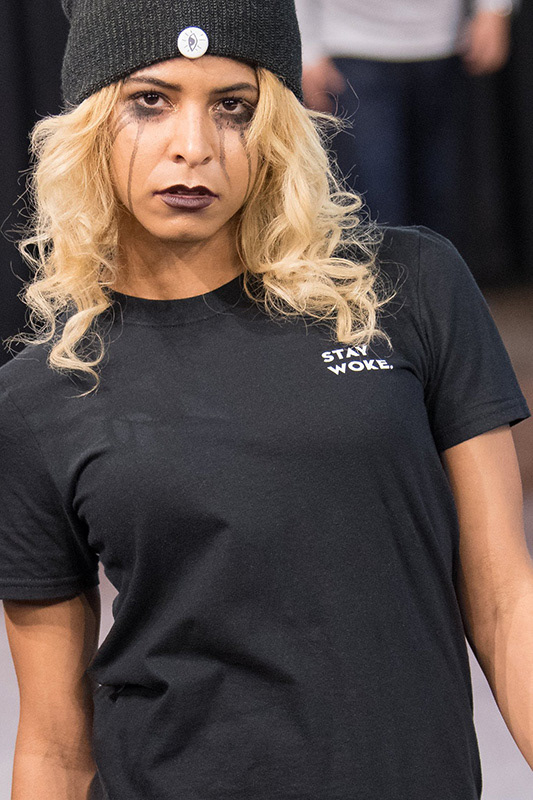 Stay Woke tee on the runway during Atlantic Fashion Week