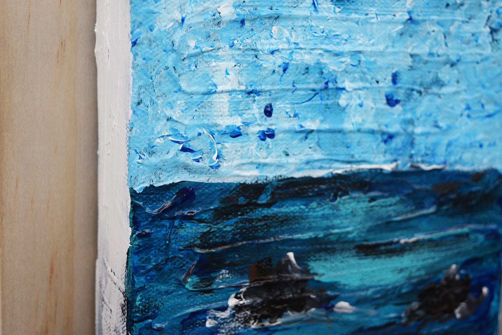 6 x 6 inch square painting of scenery from the North Shore of Bermuda