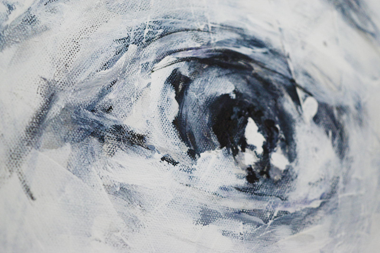 Black and white acrylic portrait of a woman on canvas