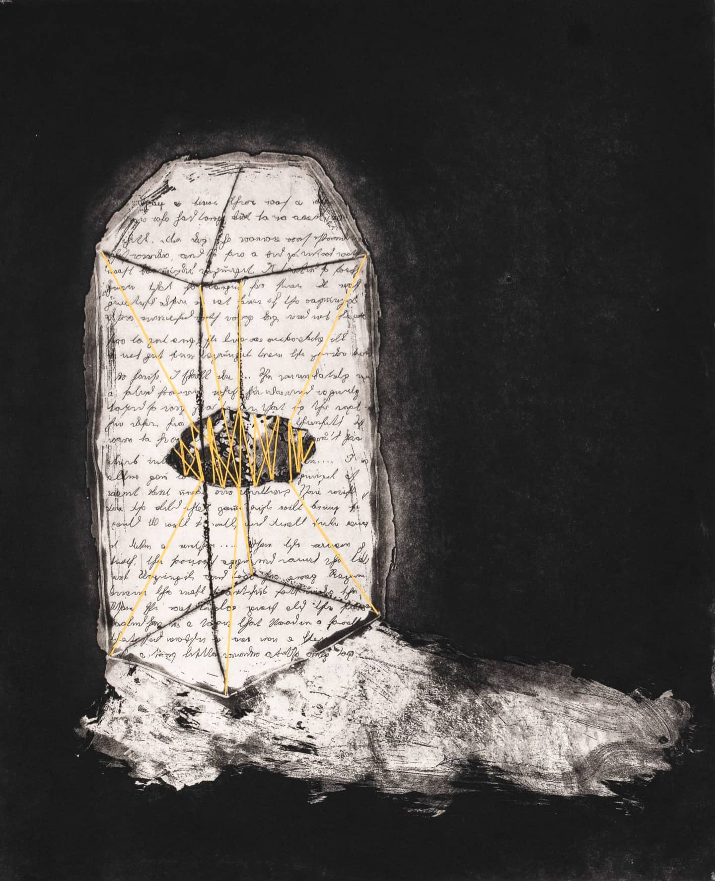 Rapunzel, 2020, etching and hand enbroidery