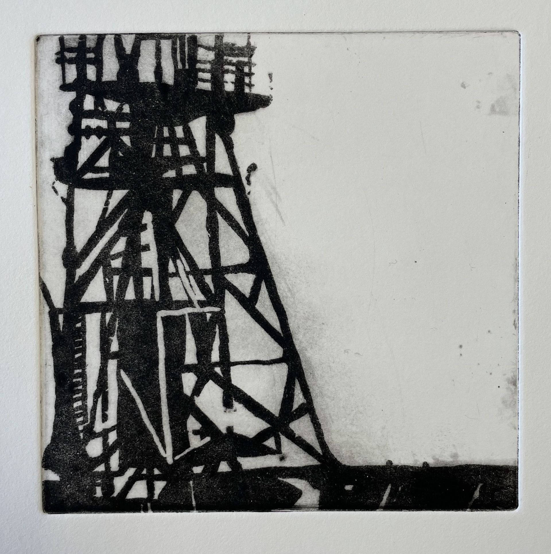 pit head study, etching and aquatint