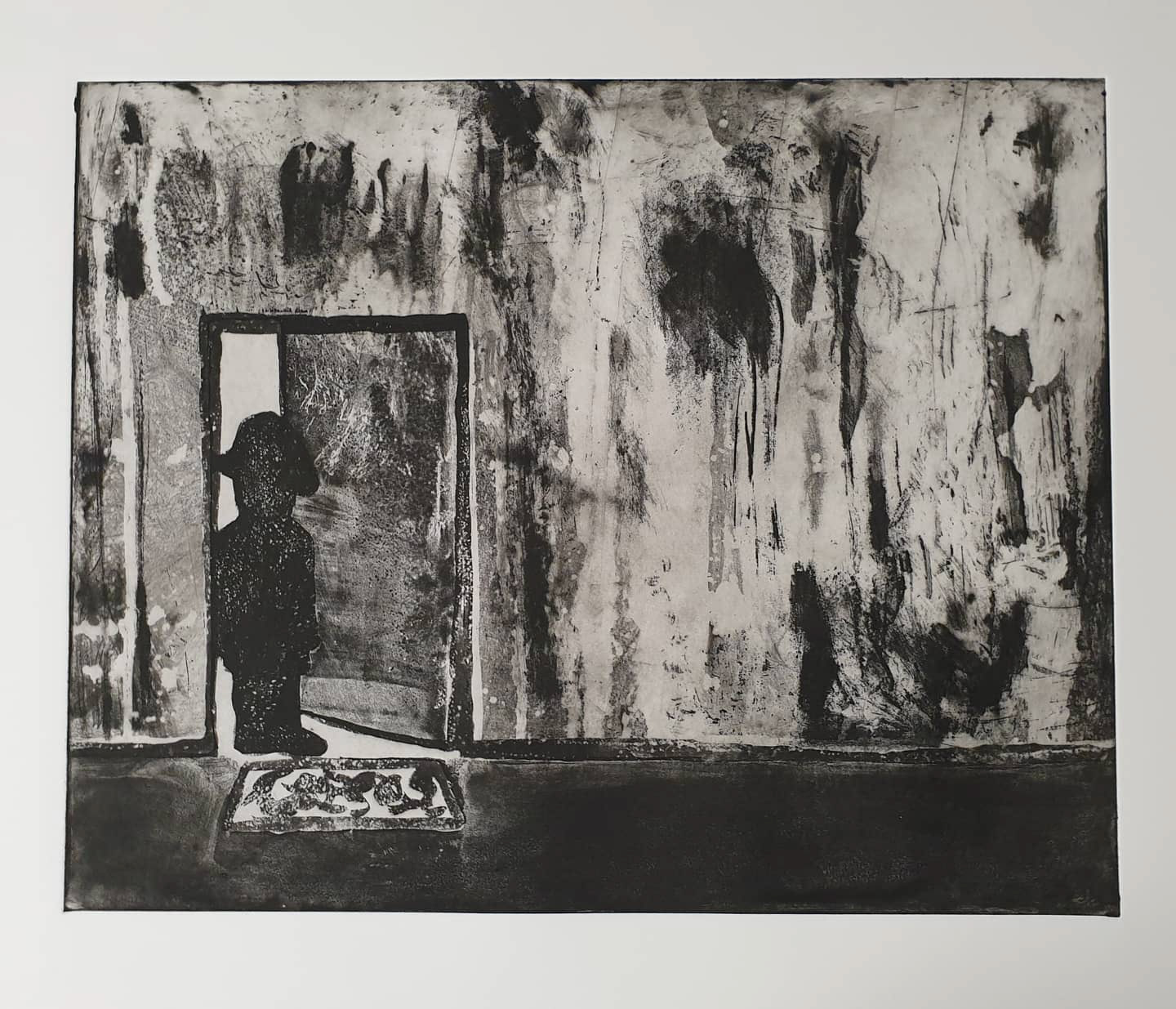 He opened the door and knowone was there, sugar lift and soap ground etching, 2020