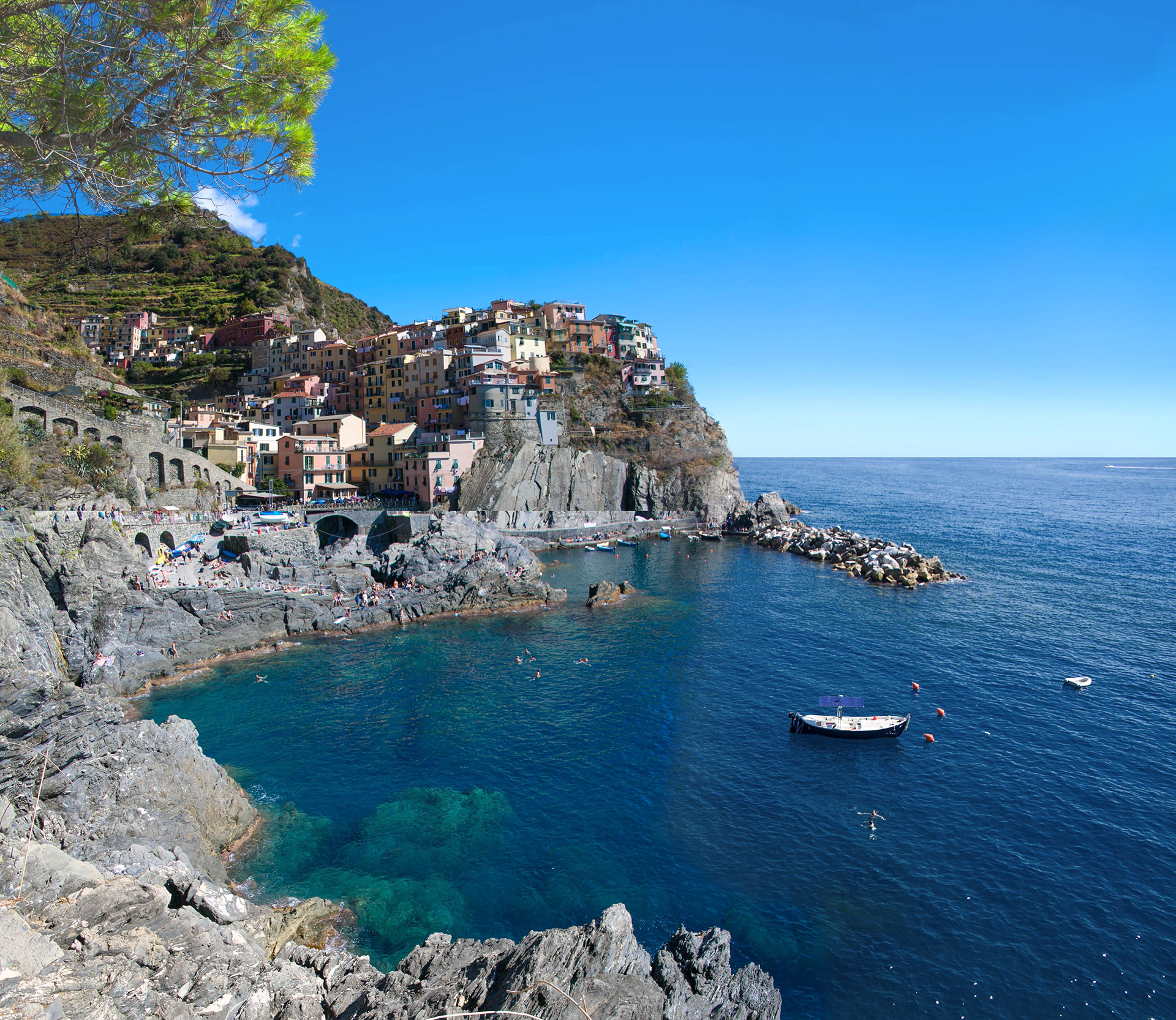 cinque terre, italie, manarola, randonnée, port, mer, falaise