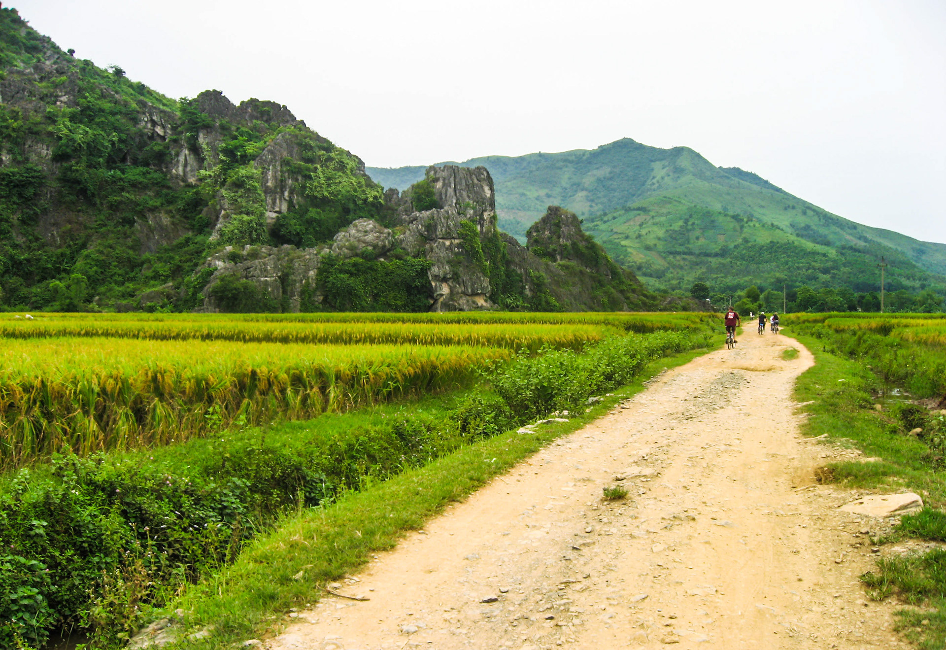 Vietnam du nord, randonnée, vallée de Luong Son, Hoa Binh., campagne, montagne Nang Hang, rivière Bui, rizières, lac, piton de calcaires