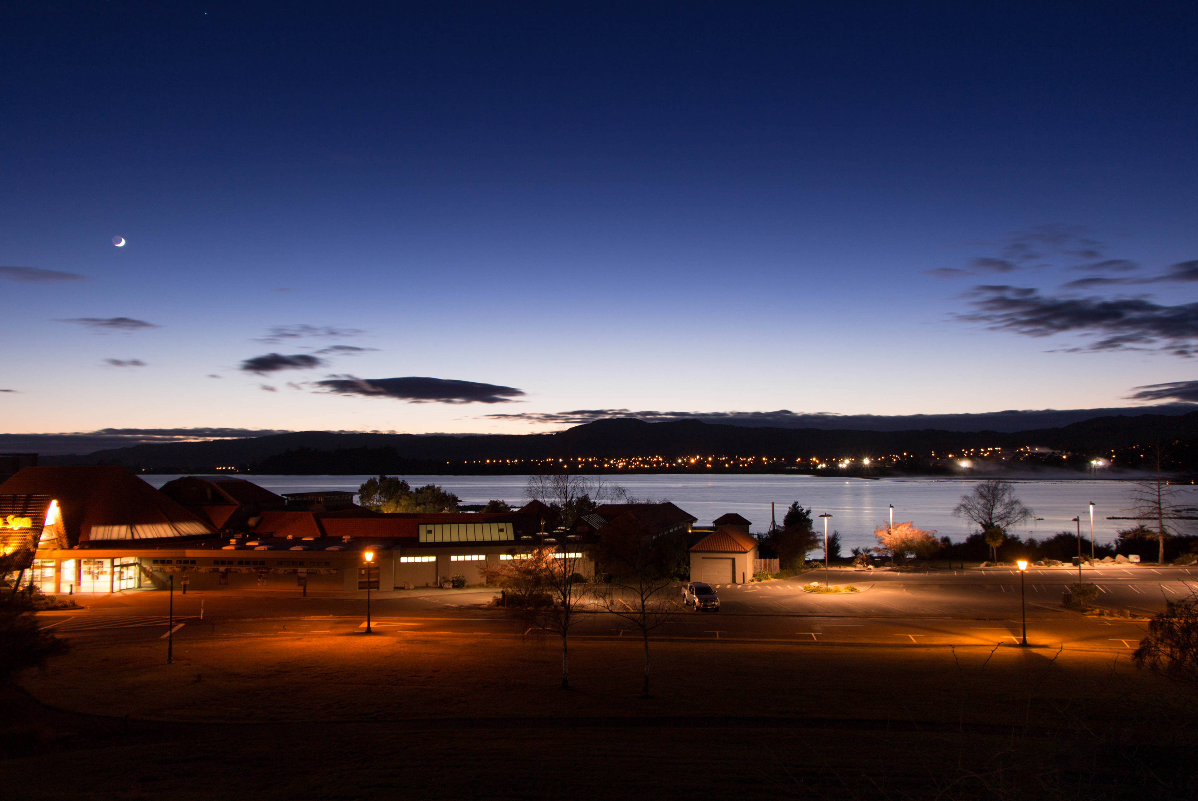 lac de rotorua, nuit, lac, nouvelle zélande