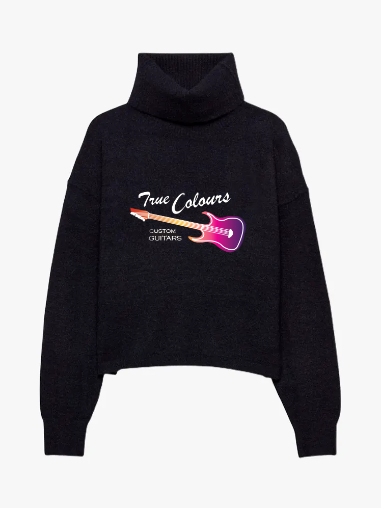 'True Colours Custom guitars' black hoodie mockup