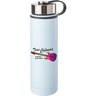 'True Colours Custom guitars' white water bottle mockup