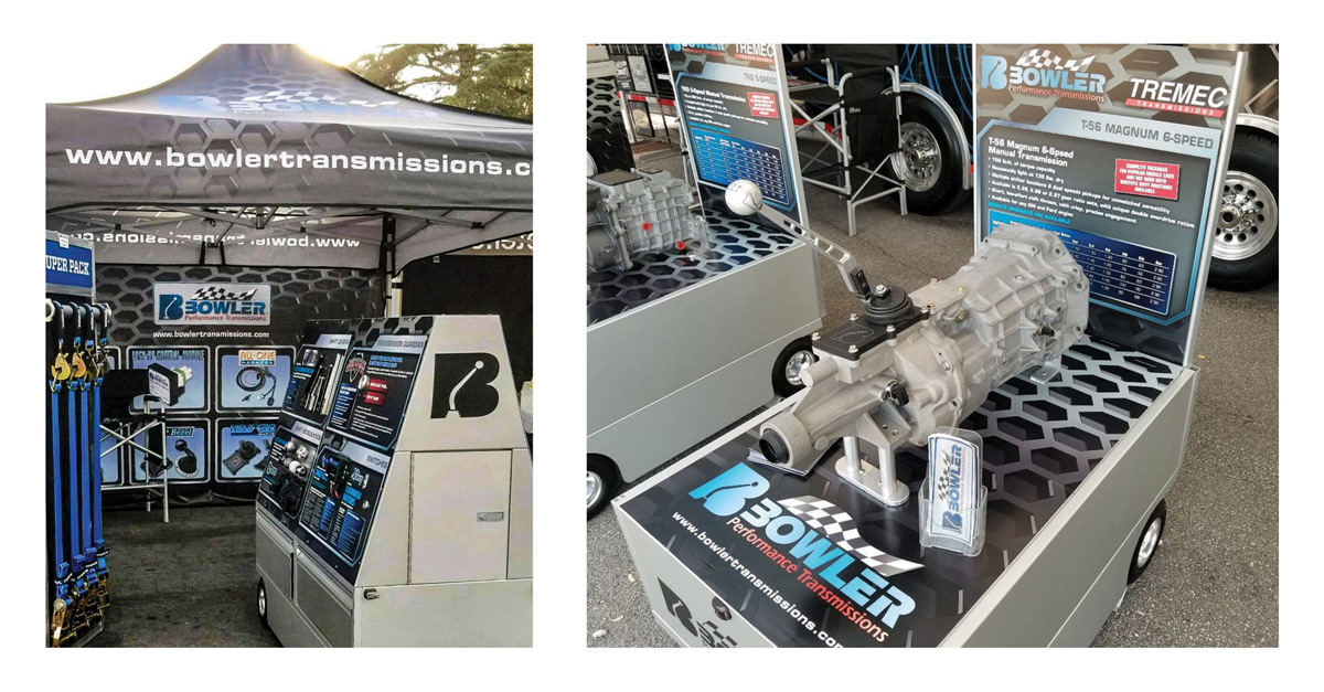 Point-of-purchase displays that are mobile for use at car shows and expositions