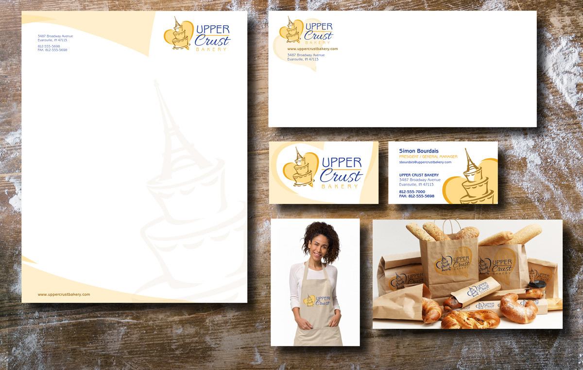 Brand items consist of stationery, Imprinted employe aprons and packaging