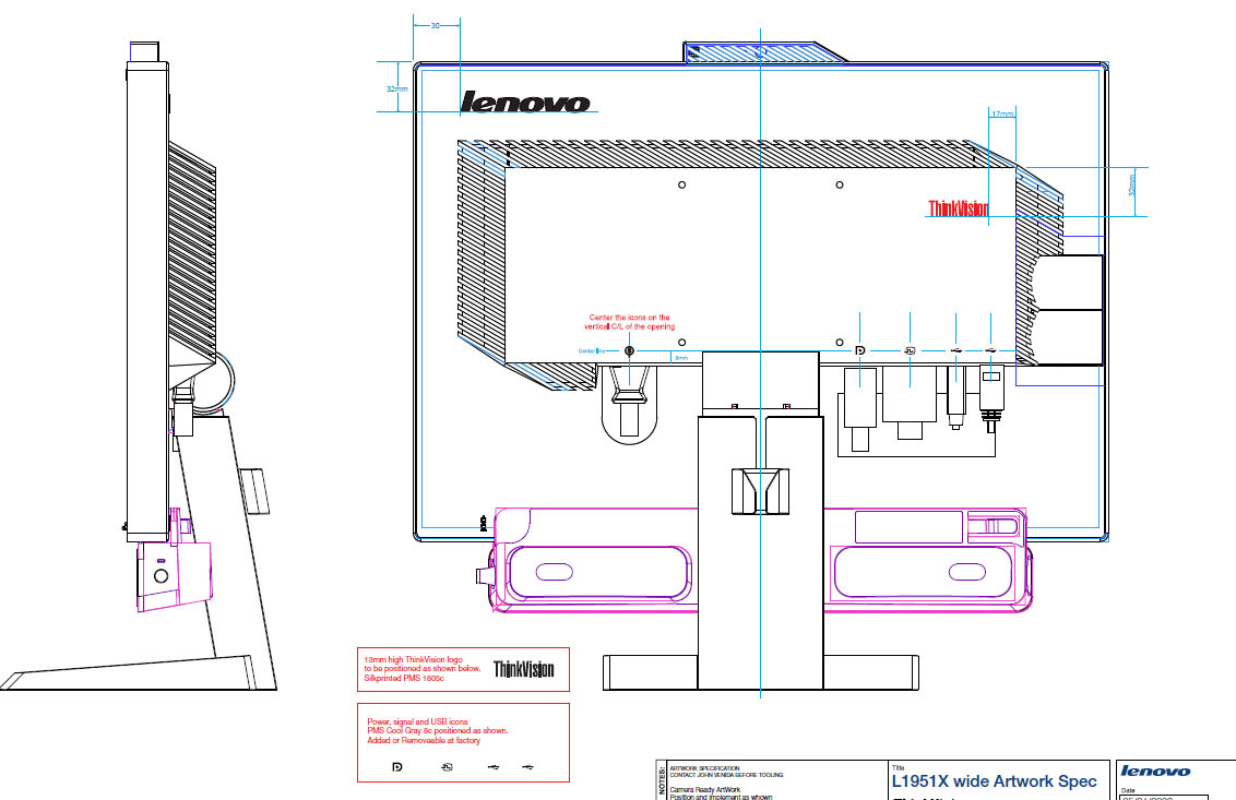 ThinkVision CMF Spec Ortho Drawings
