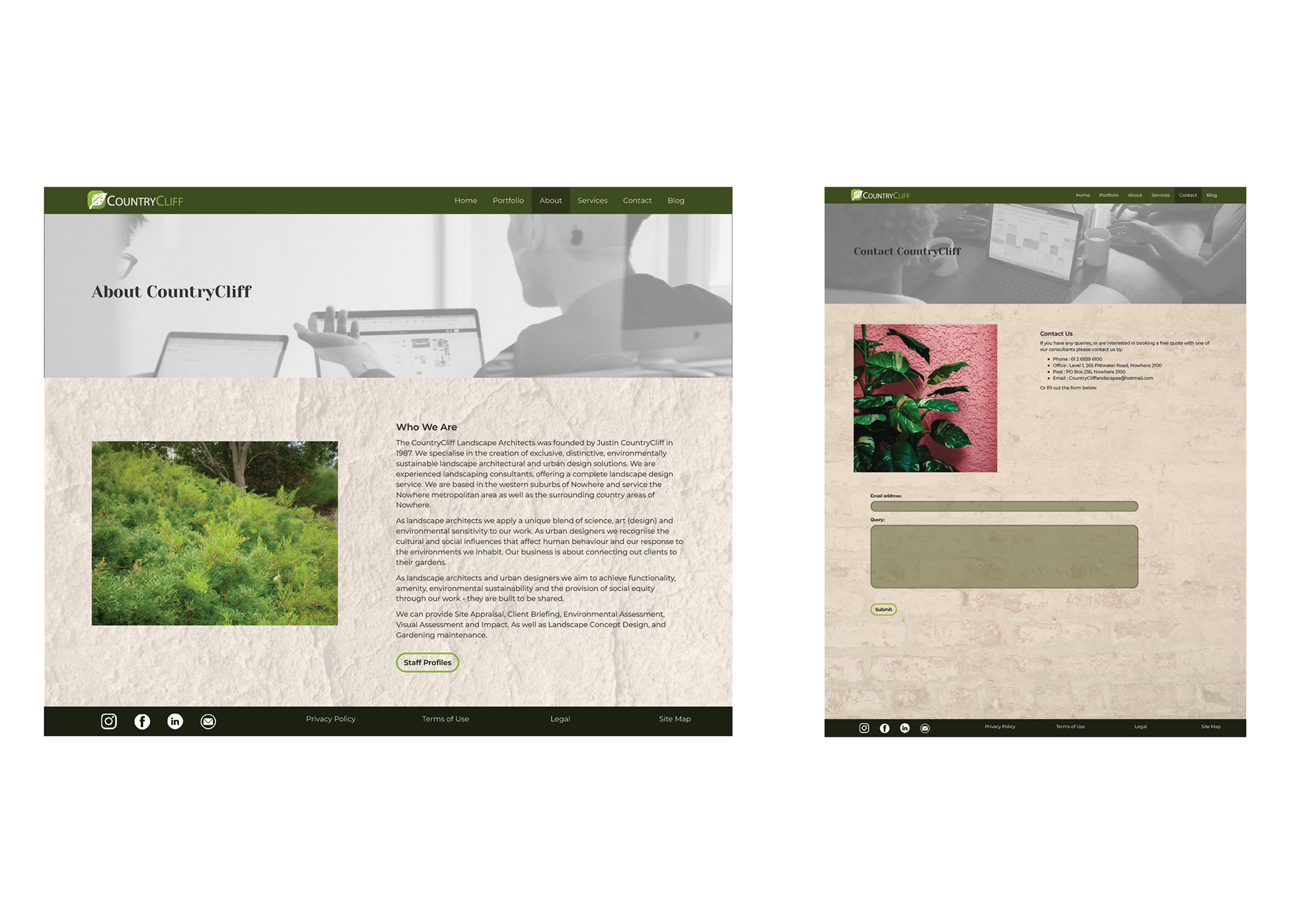 Final HTML/CSS built pages