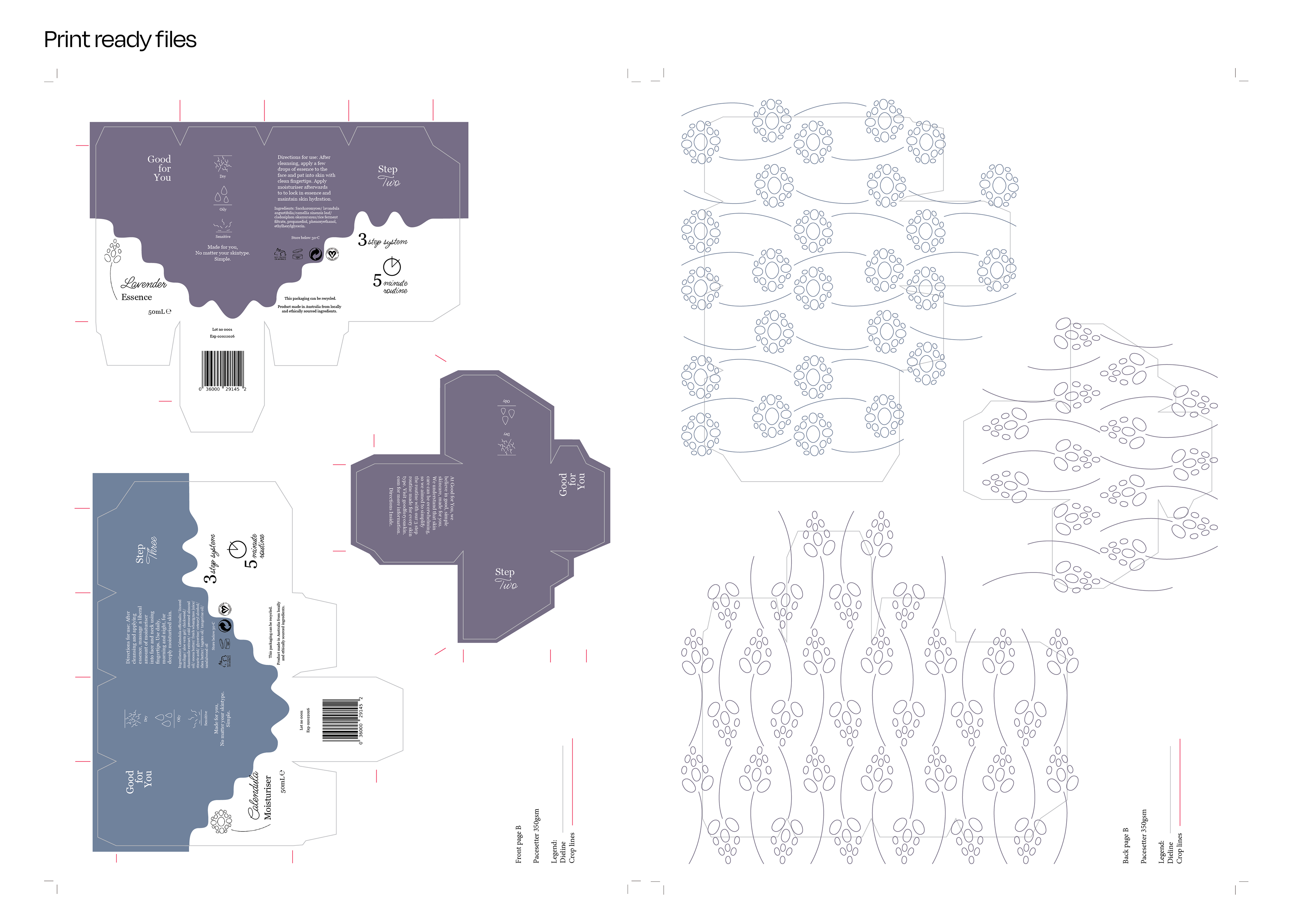 Print ready design files - dyelines, crop lines and fold lines included.