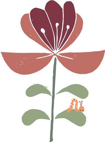 stempel van een bloem met rups