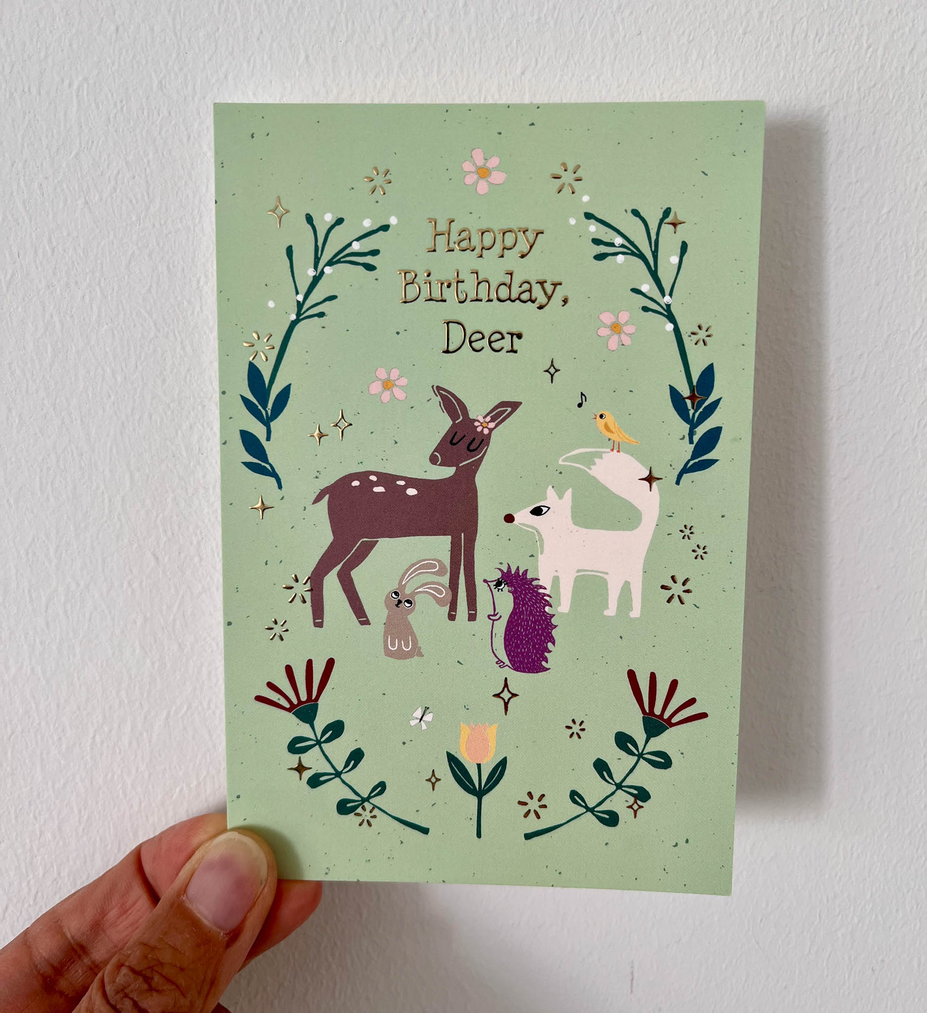 wenskaart happy birthday deer