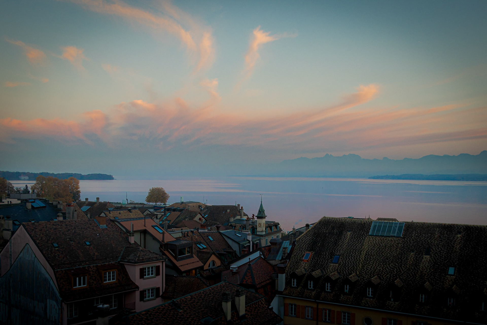 Le Léman au coucher de soleil