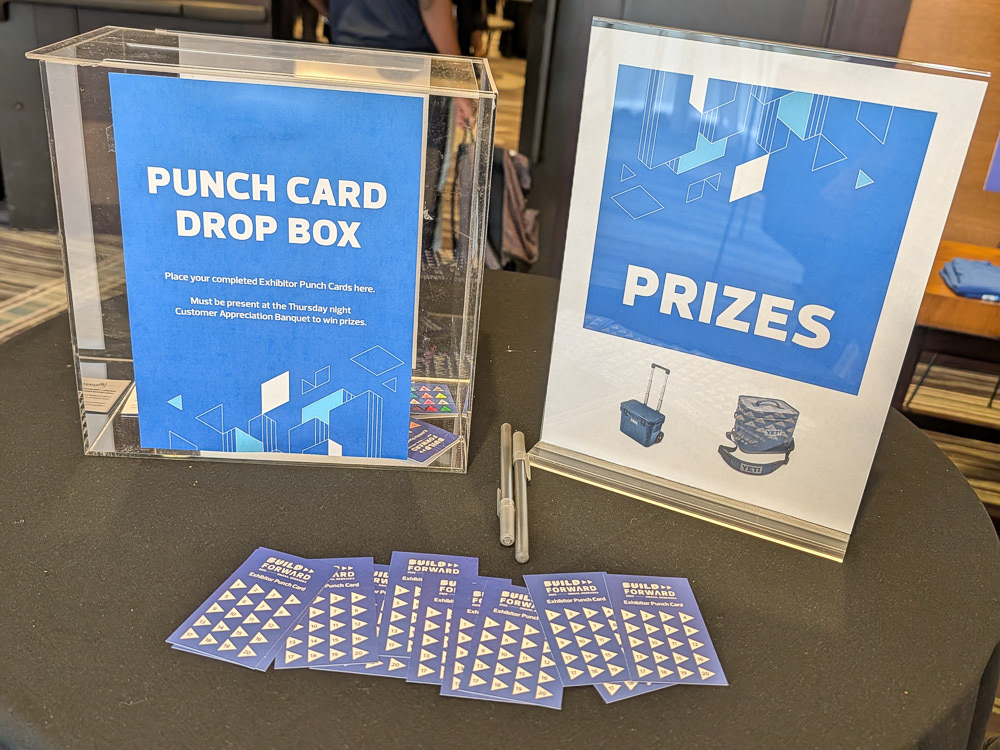 Punch Card Drop Box, Prizes Sign, Punch Cards