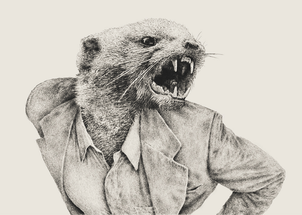 Head of weasel on body of Gary Oldman