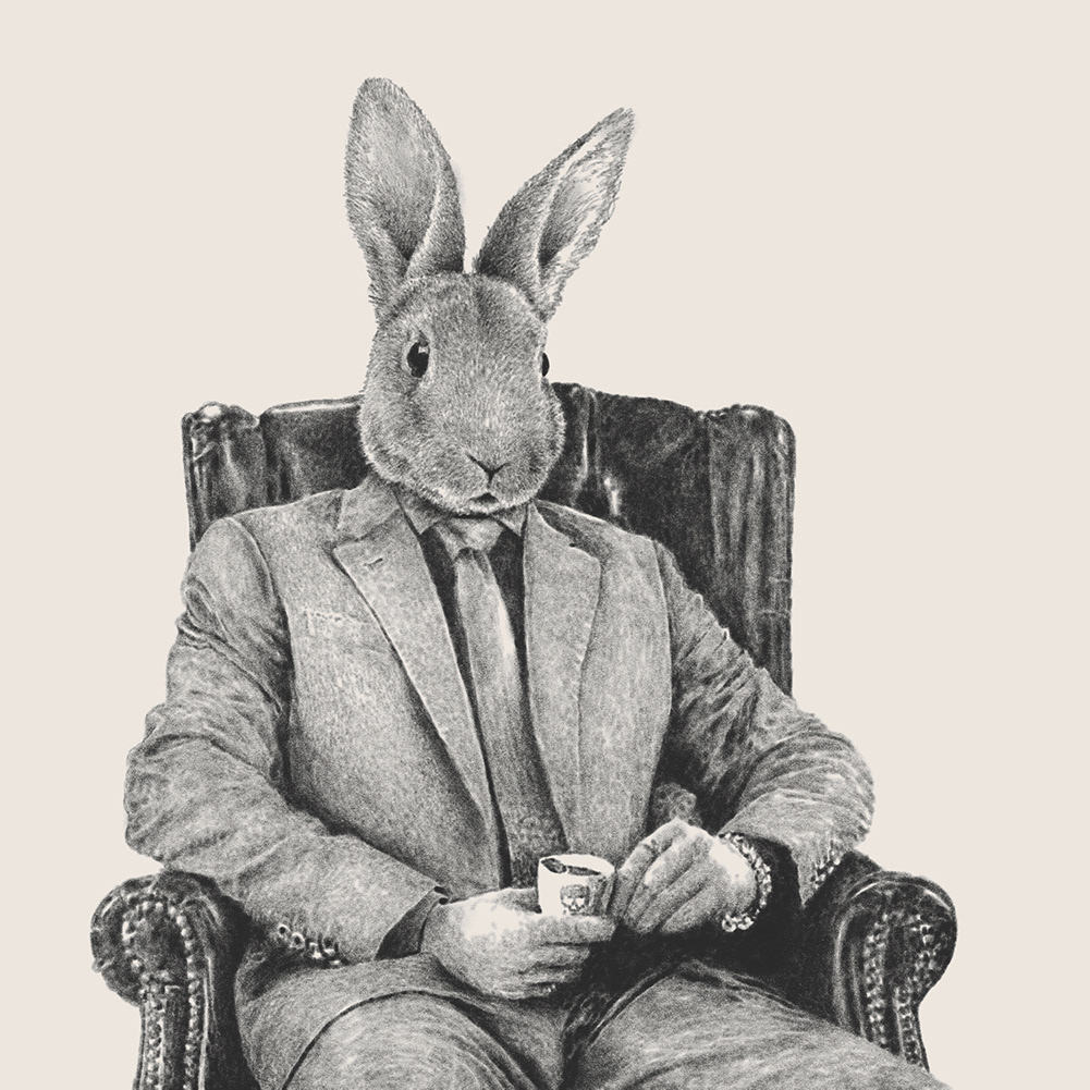Head of rabbit on body of Mike Patton