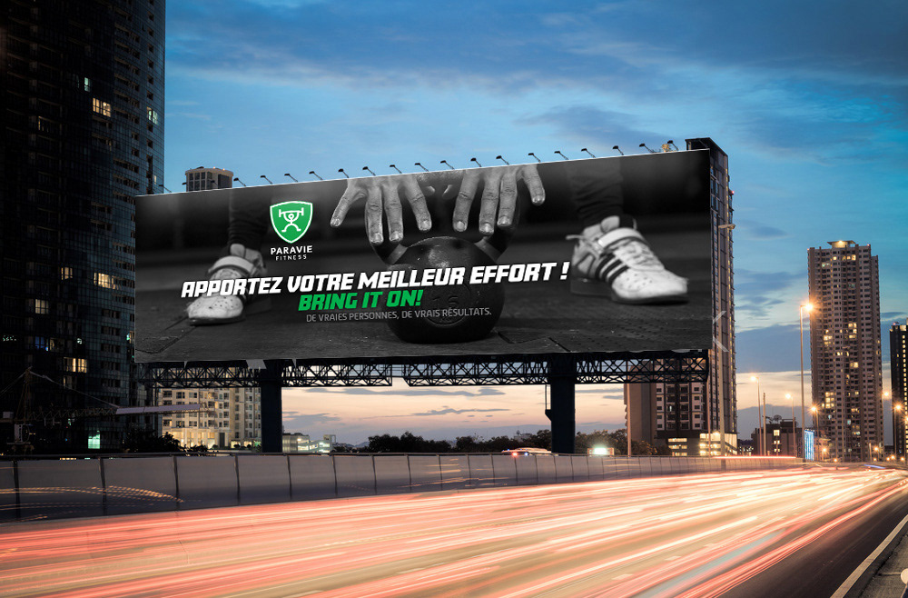 Suggested billboard (based on web site slider). Client : Paravie Fitness. © Design DXM.