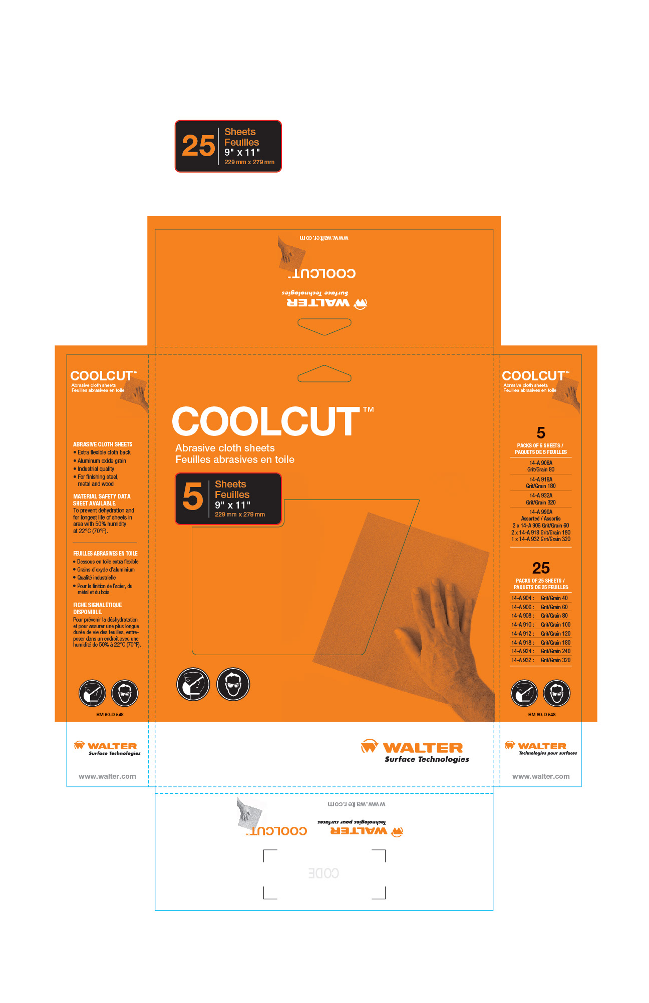 Product packaging/production layout. Clinet : Walter Surface Technologies. © 2018.