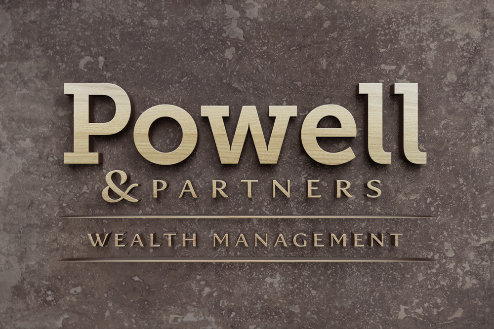 Logo design and application for Powell & Partners Wealth Management. © Design DXM.