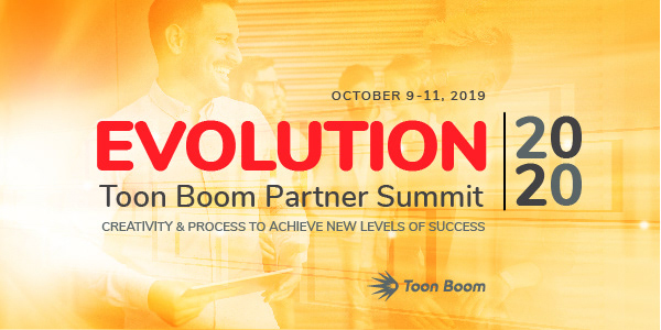 Email invitation (Mailchimp header) to Evolution 2020 event. Client : Toon Boom Animation. © 2019