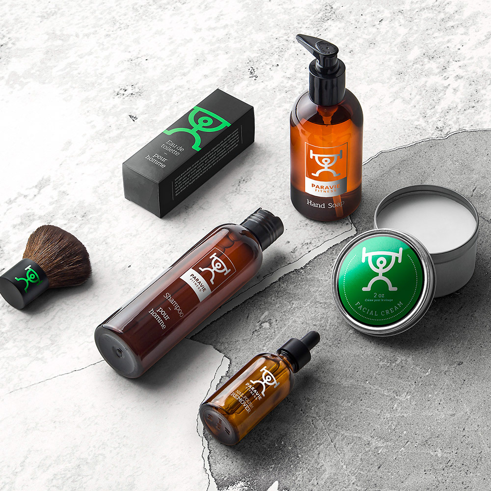 Paravie Fitness personal hygiene products (concept). Client : Paravie Fitness. © 2018