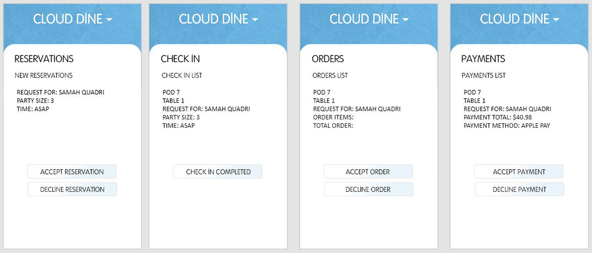 an application to book tables and order food in a contactless and safe manner  Visual prototype of app on the restaurant end side:  https://xd.adobe.com/view/073b410c-cce6-4d07-7105-458e48c33449-710a/?fullscreen 