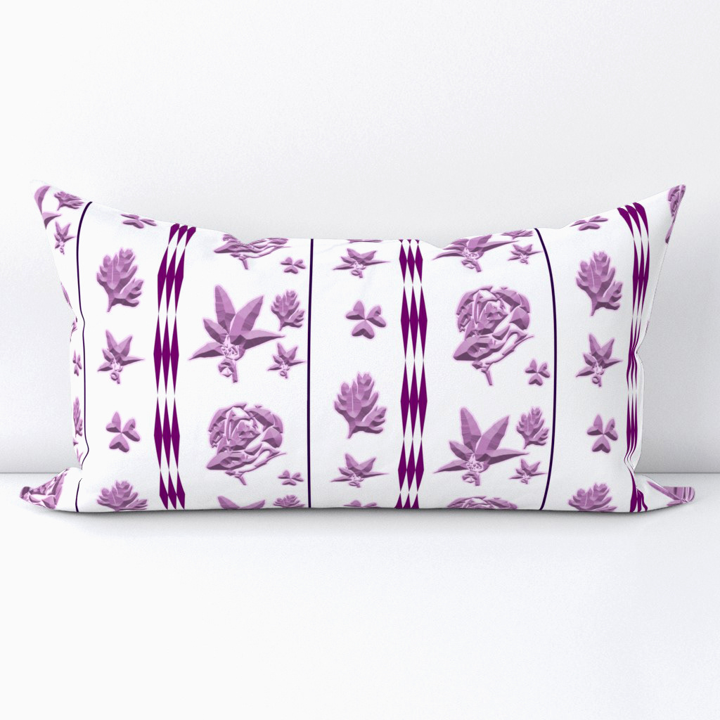 Lilies and Roses Carved in Pink Stone 1 (Half-Drop) - Lumbar