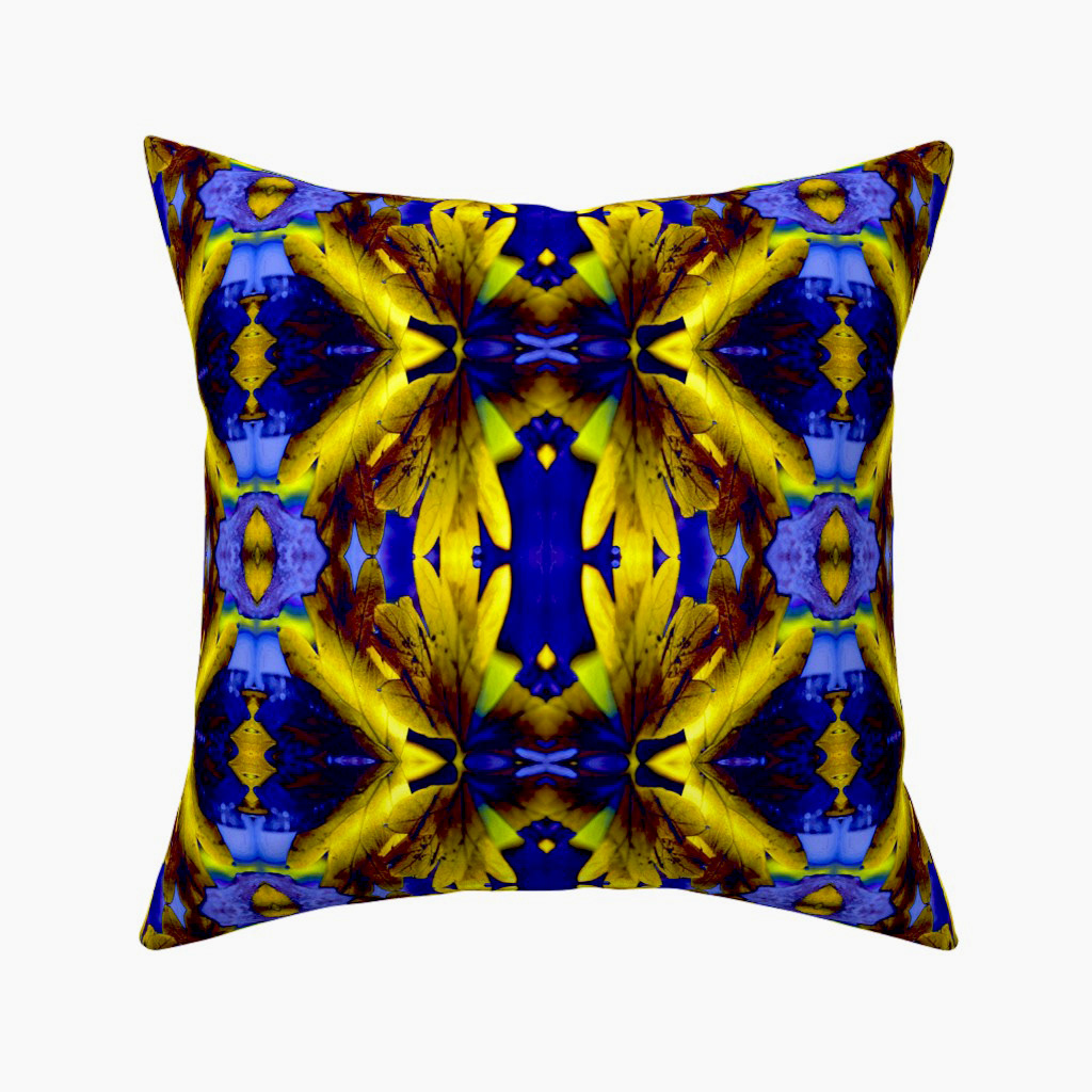Leaves with the Bright Lights of Autumn in Blue 2 - Square