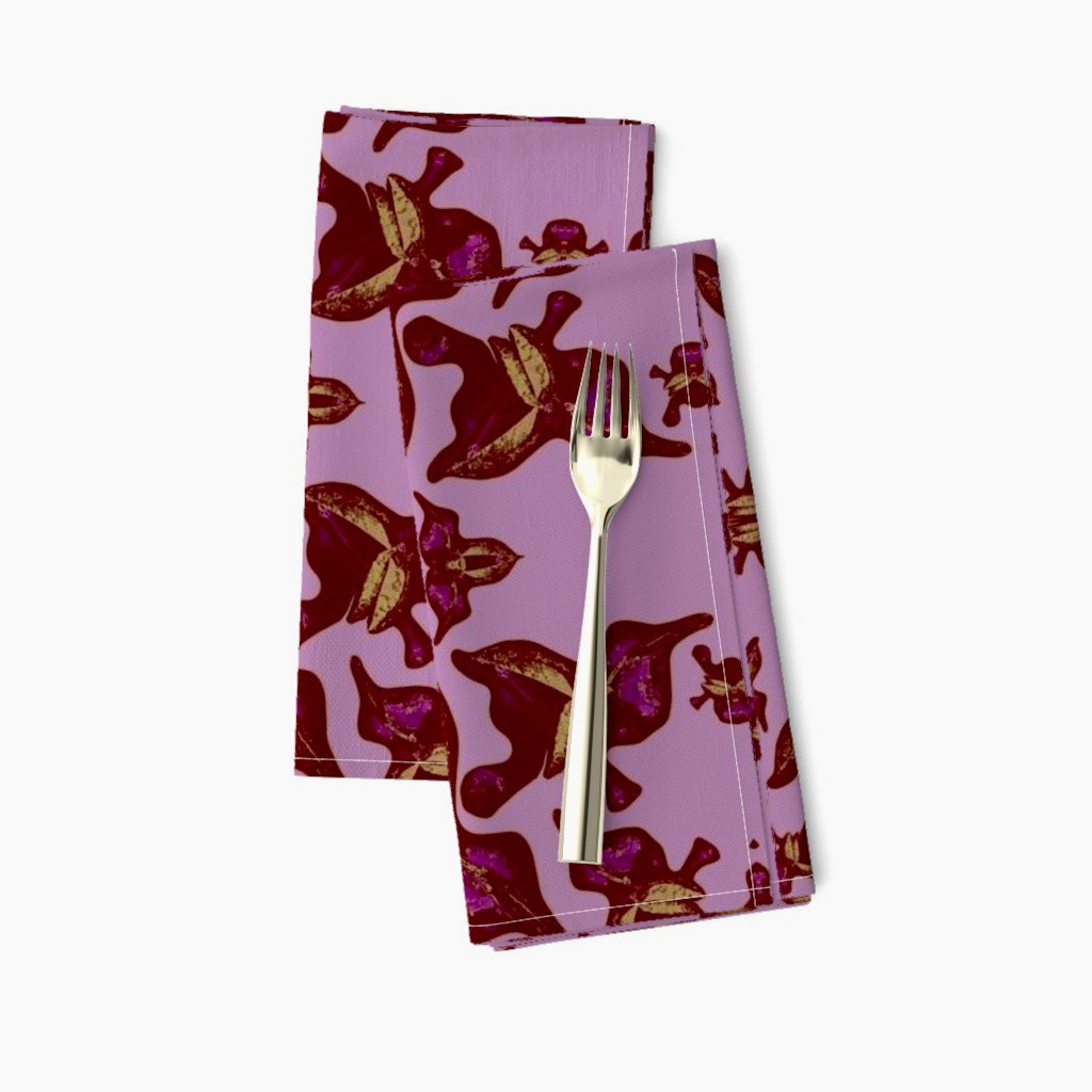 Rose Leaves Print on Dark Pink Silhouettes