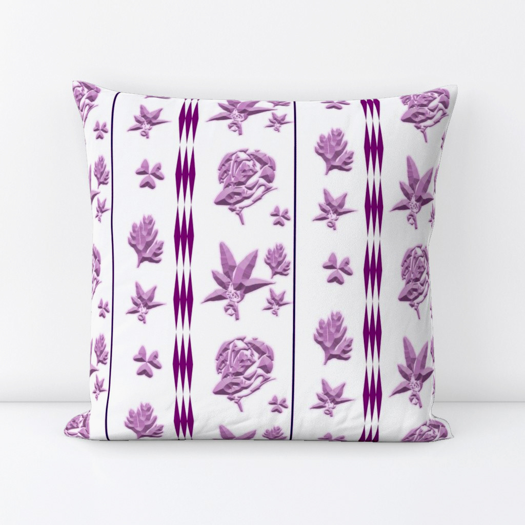 Lilies and Roses Carved in Pink Stone 1 (Half-Drop) - Square