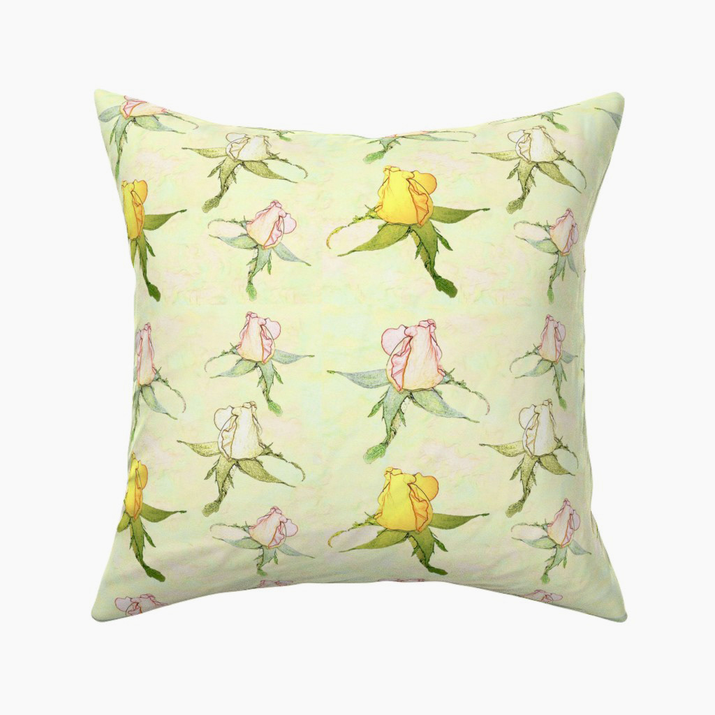Floral Pattern with Soft Rosebuds - Square