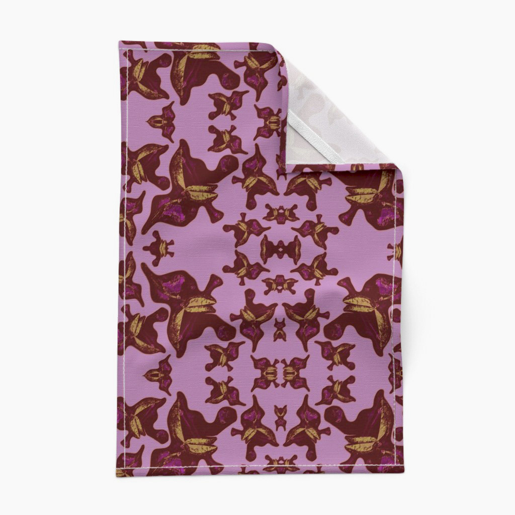 Rose Leaves Print on Dark Pink Silhouettes