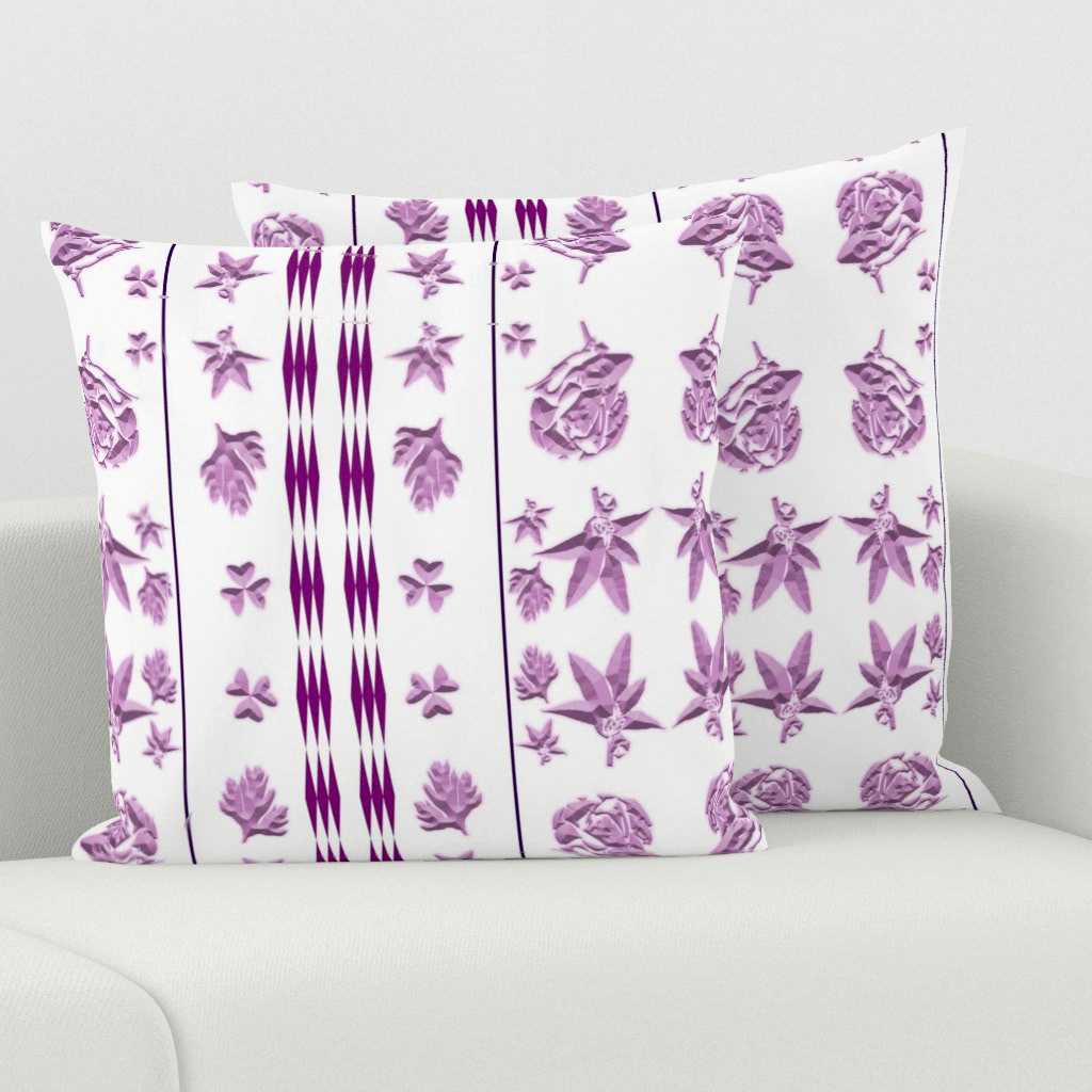 Lilies and Roses Carved in Pink Stone 1 (M) - Square
