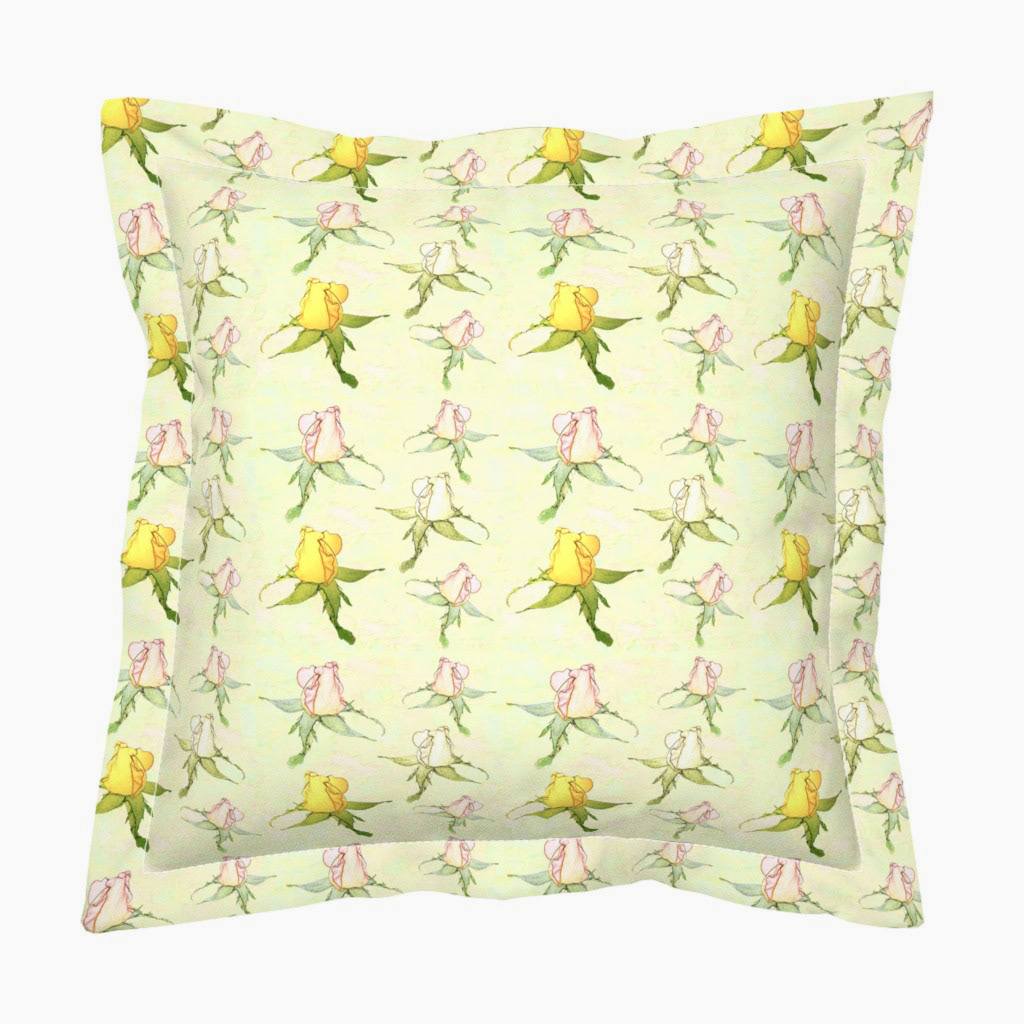 Floral Pattern with Soft Rosebuds - Euro