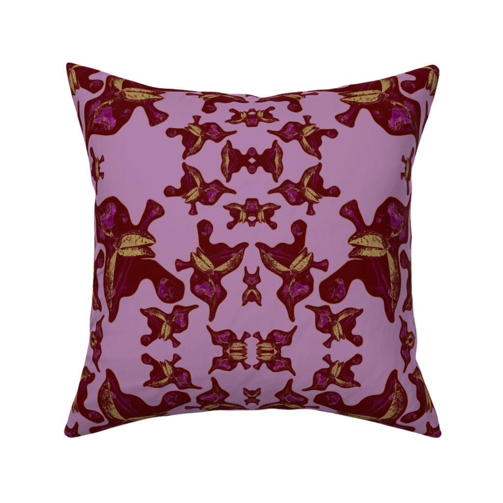 Rose Leaves Print on Dark Pink Silhouettes - Square