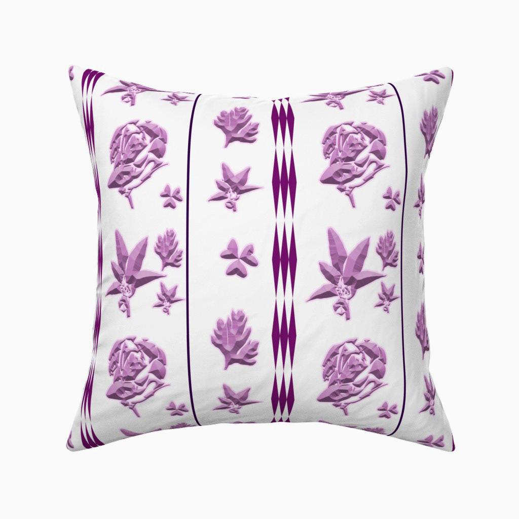 Lilies and Roses Carved in Pink Stone 1 (M) - Square