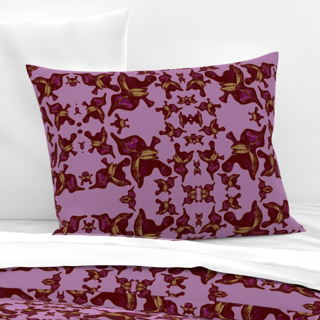 Rose Leaves Print on Dark Pink Silhouettes - Standard