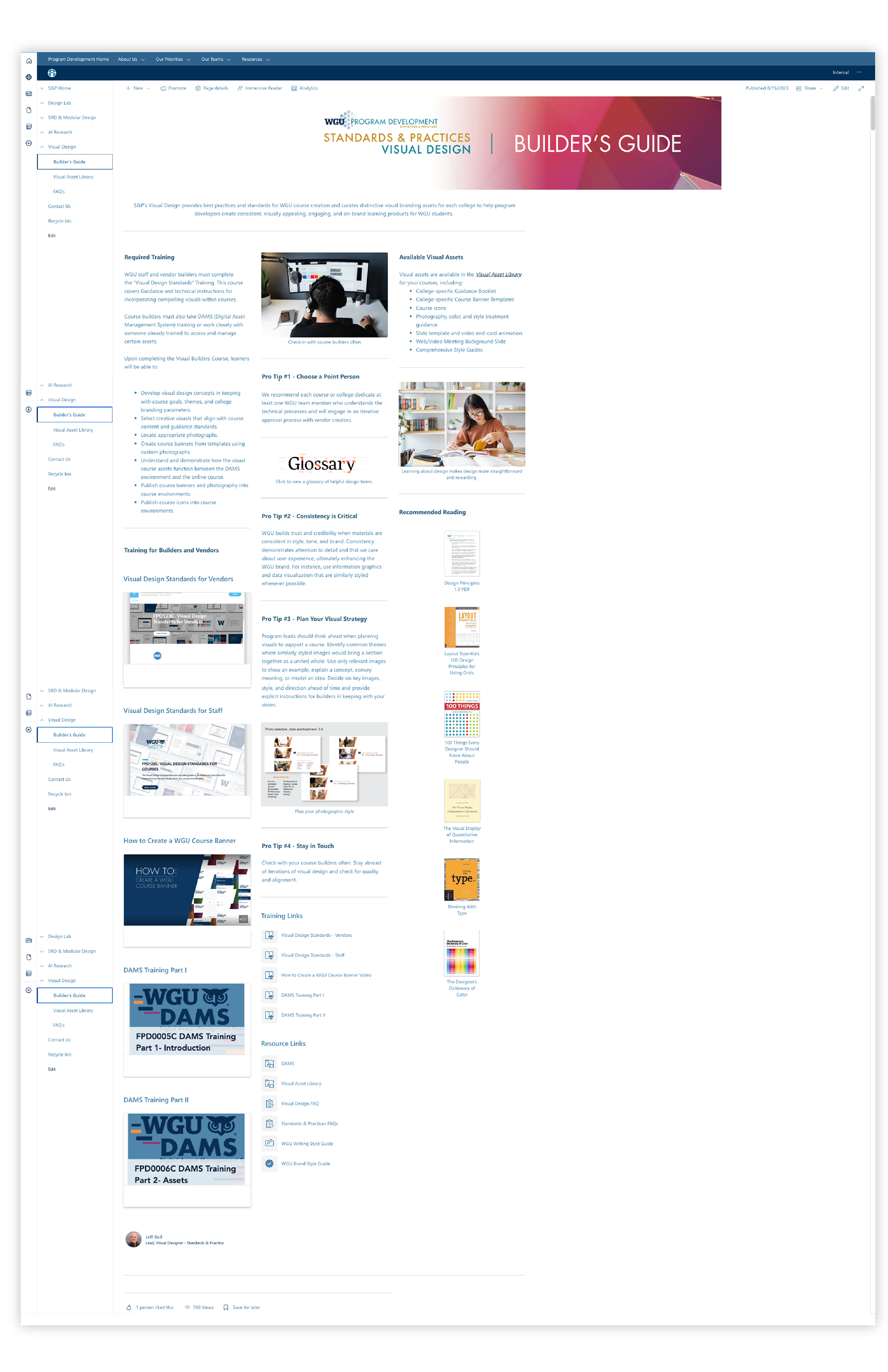 Builder's Guide resource page for external course builders