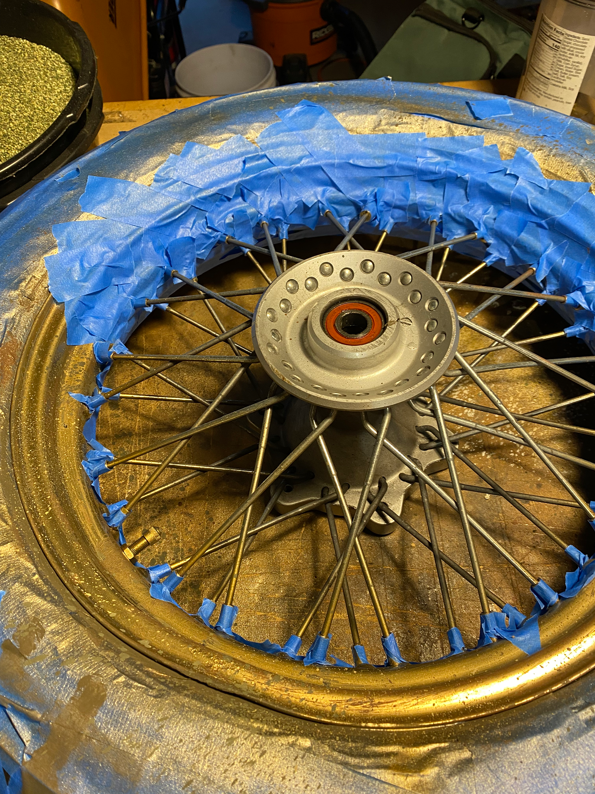 Lots of prep. Taping off the front wheel