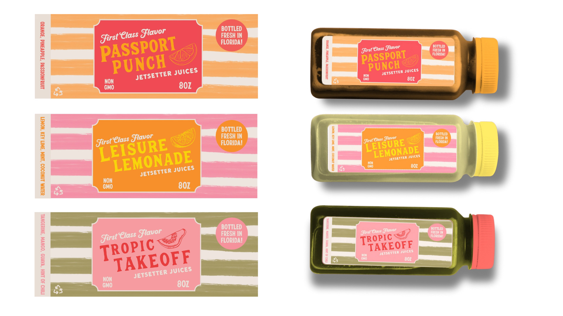 Jetsetter Juices Labels & Bottle Mockups
