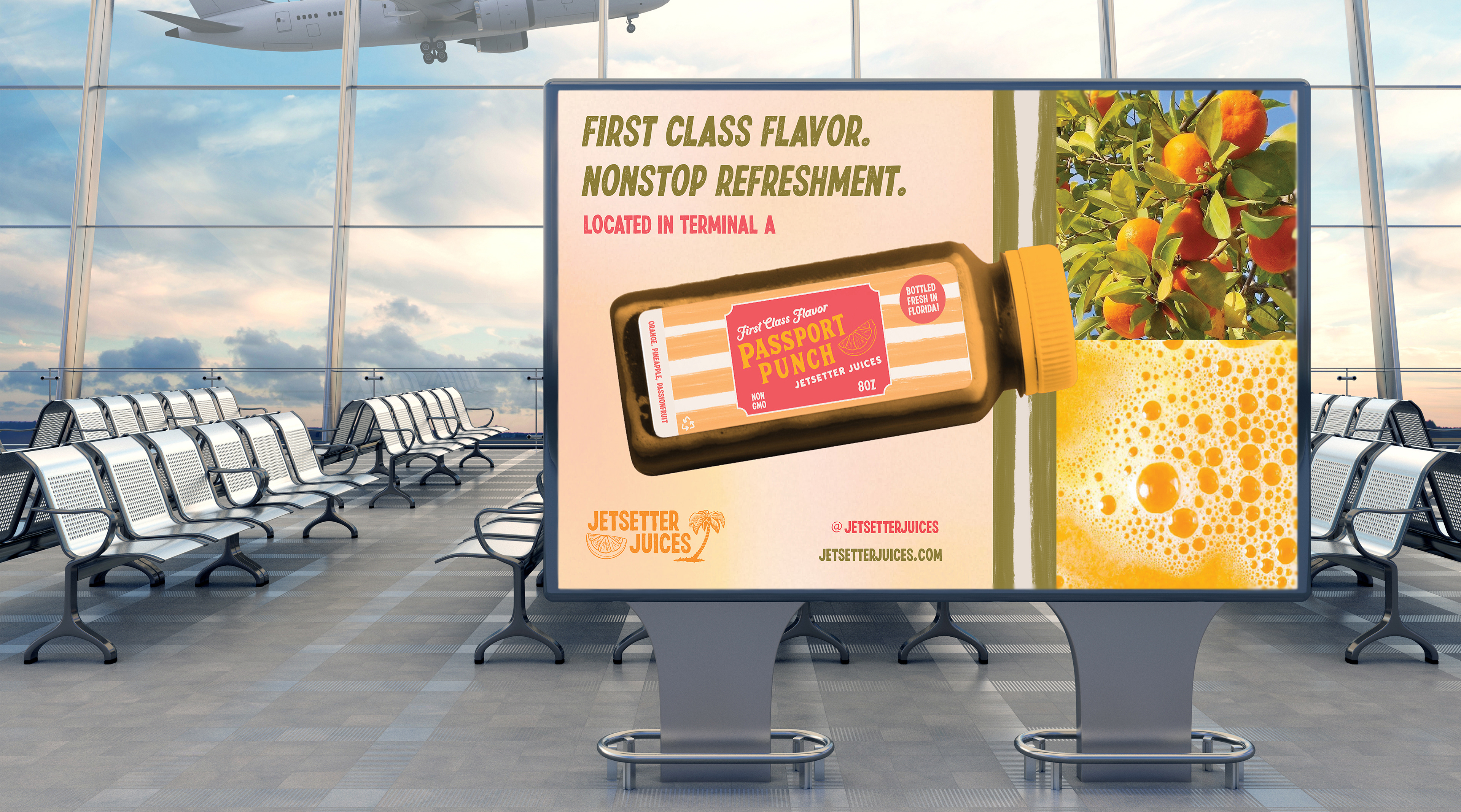 Jetsetter Juices Airport Advertisement