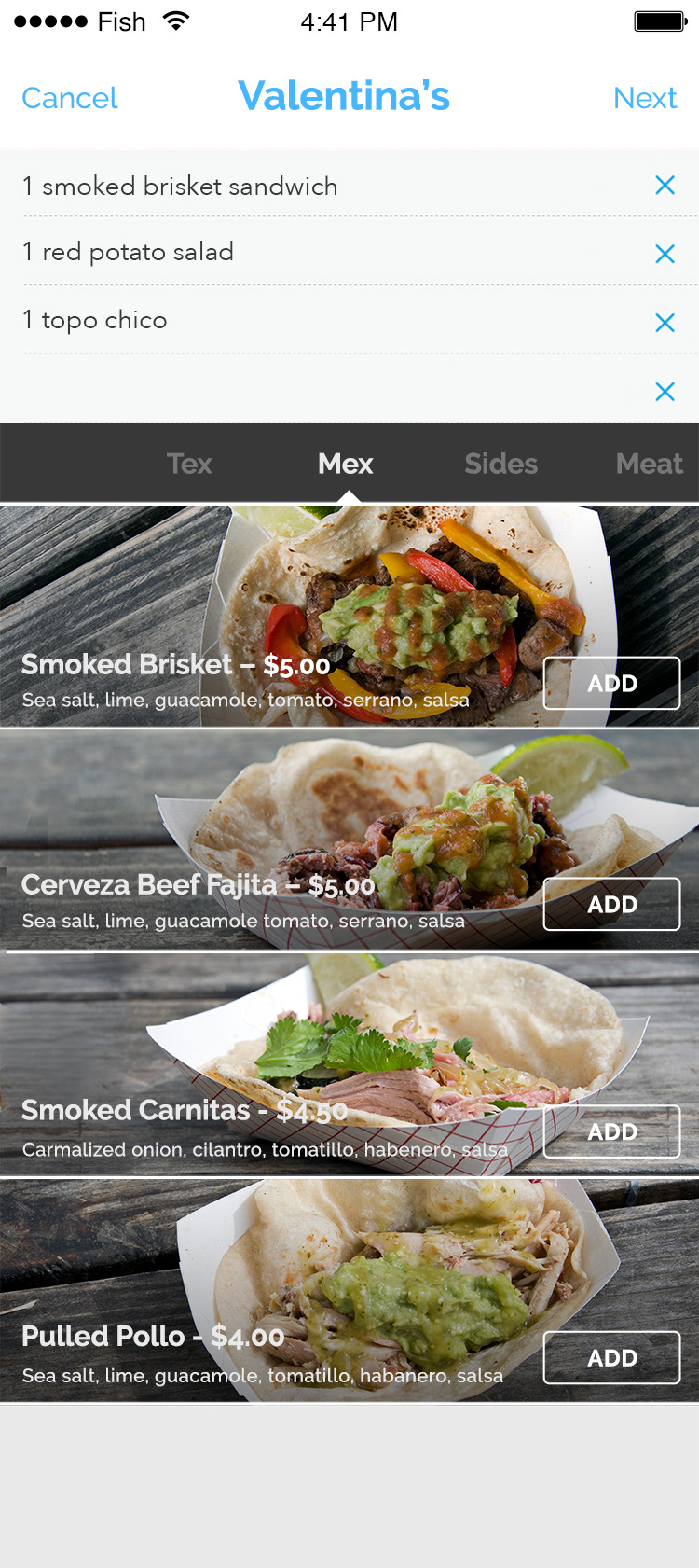 Mobile ordering experience