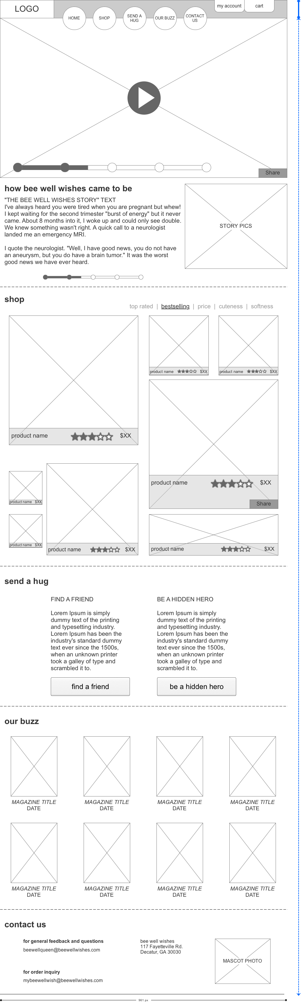 WireframeWireframe of the v1 site redesign