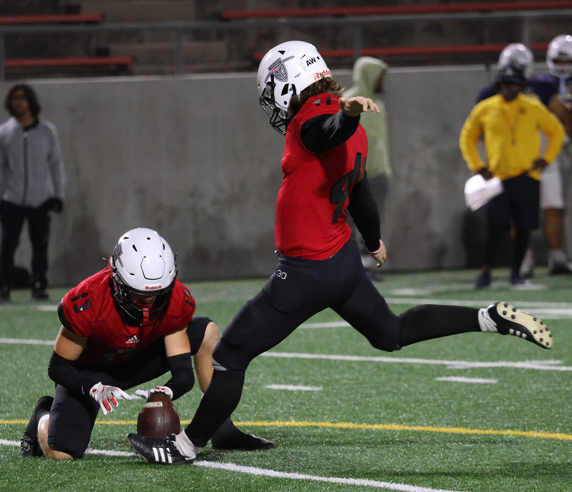 Aaron Hotchkiss ended his final game as a Don going 5/5 on extra point kicks.