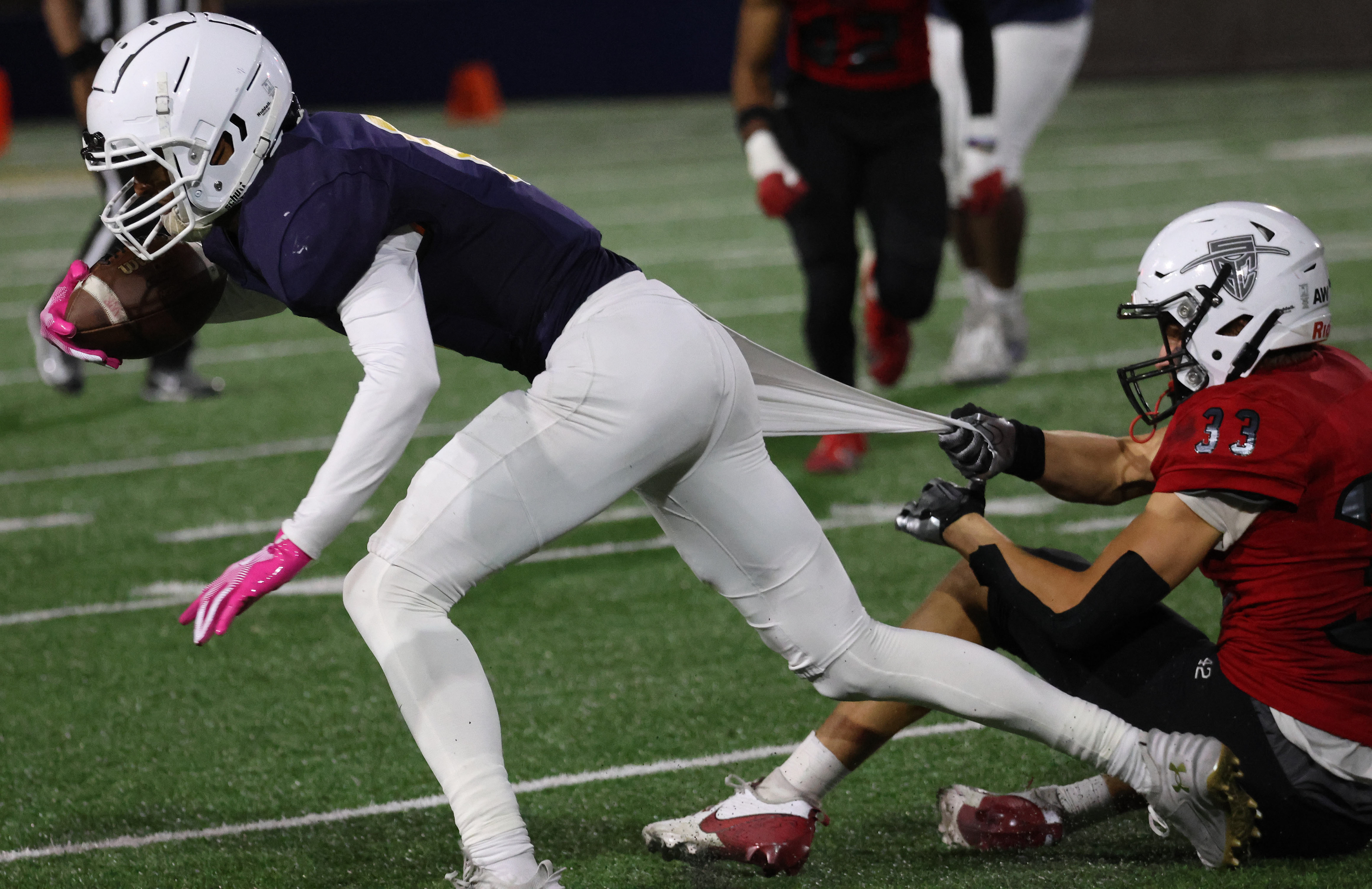 Defensive Back Evan Palady sets the tone on the first defensive drive with a huge tackle for loss by dragging down the ball carrier.