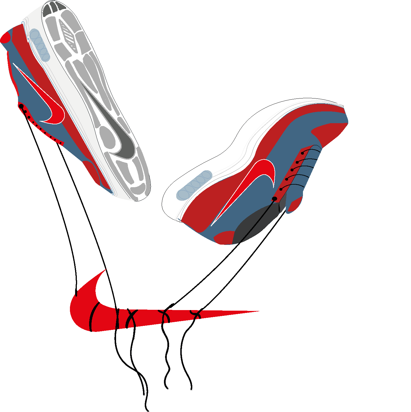  The  premise that Air Max  sneakers are based on  an air cushion for  comfort, this pair of  sneakers acts like  balloons, making the  nike logo float.