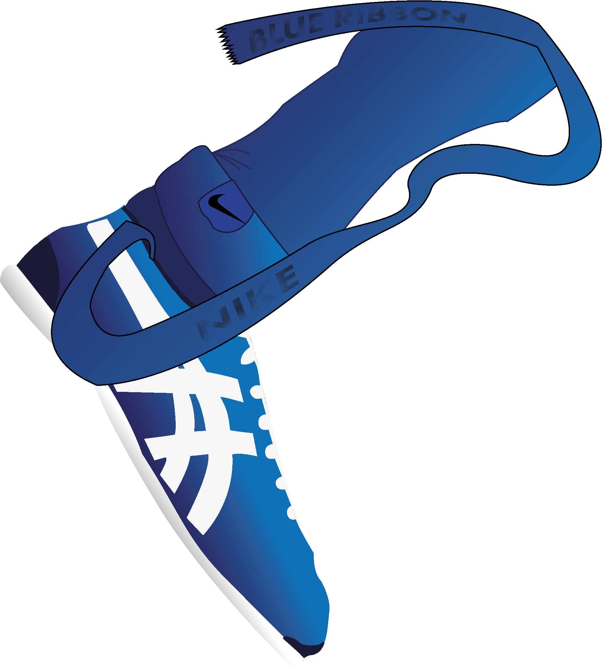 he company started in  1964 as Blue Ribbon Sports,  and the pair of sneakers with  the idea that they belong to  the previous brand are illustrated. 